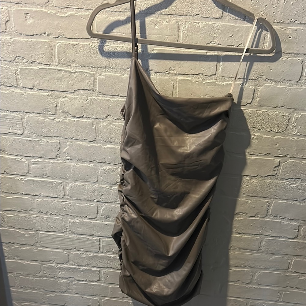 Forever 21 Brown Ruched Mini Dress Spaghetti Strap